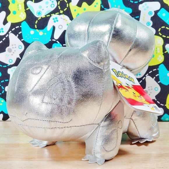 Pokemon 25th Anniversary Silver Bulbasaur 8" UltraSoft Video Game Toy Plush NWT - Picture 1 of 7